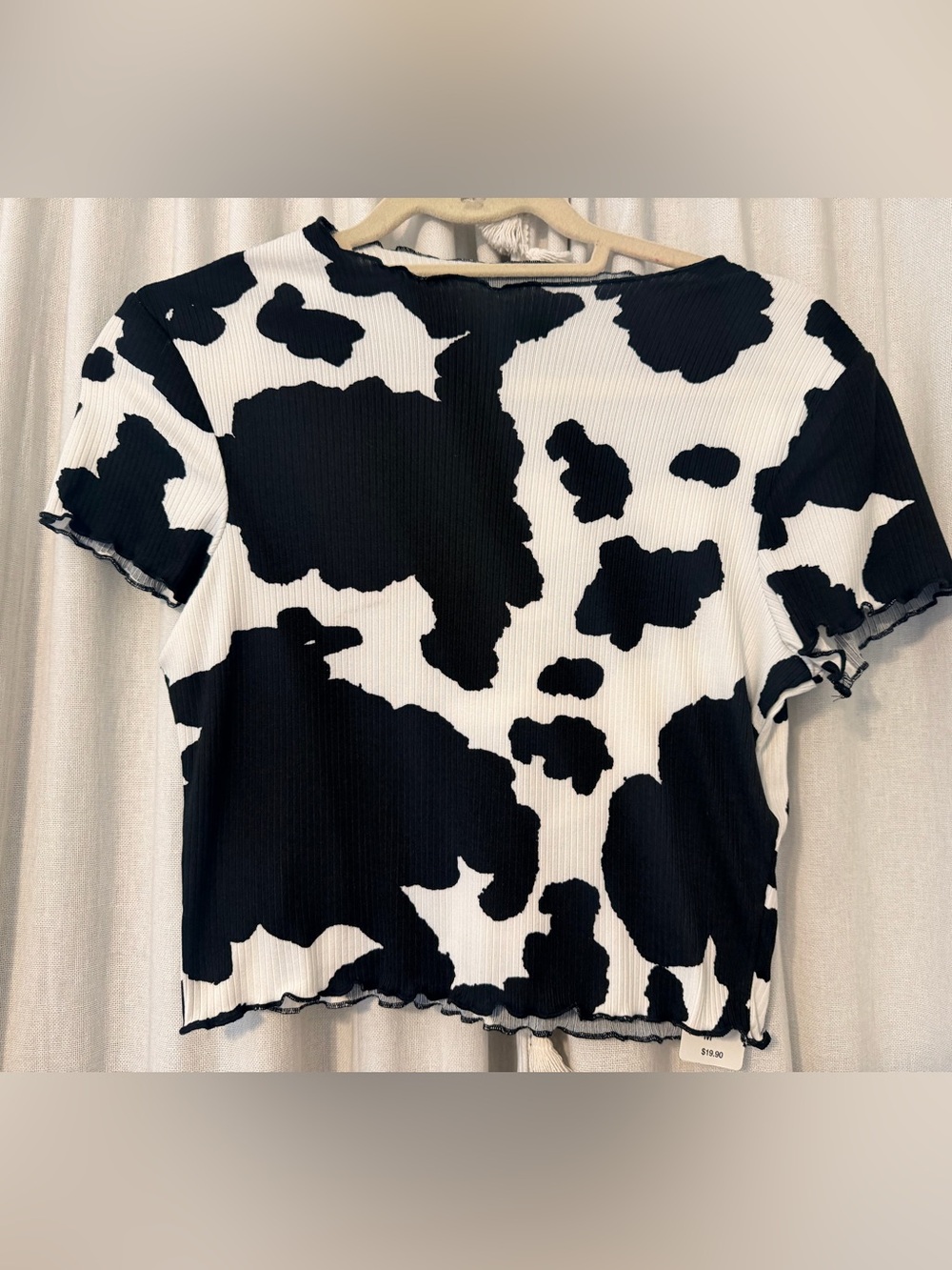 Windsor Black and White Cow-Spot Ribbed Top